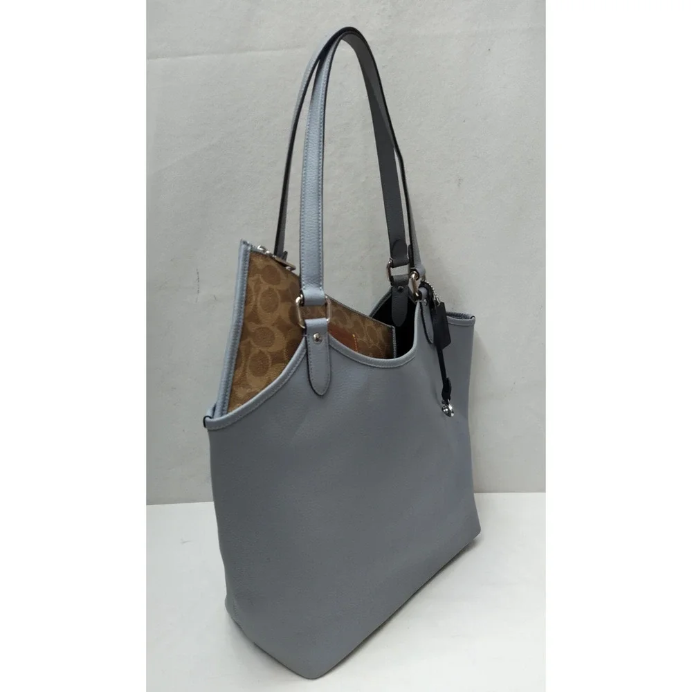 Coach Day Tote Blue Leather Double Handles Shoulder Bag